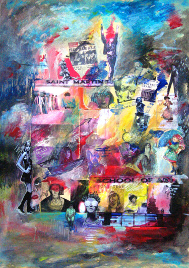 Collages titled "LONDON" by Silva Nironi, Original Artwork, Collages Mounted on Other rigid panel