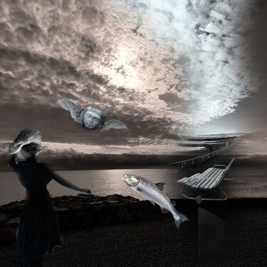 Arte digitale intitolato "STRANGE NIGHT" da Silva Nironi, Opera d'arte originale, Collage digitale