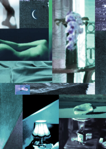 Digitale Kunst getiteld "ECHOS DE LA NUIT" door Silva Nironi, Origineel Kunstwerk, Digitale collage