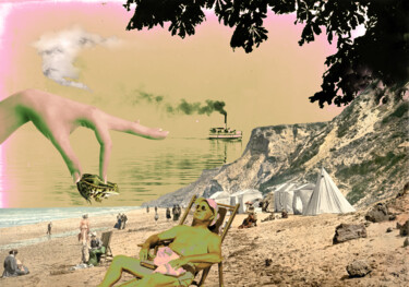 Digital Arts titled "BEACH FROG" by Silva Nironi, Original Artwork, Digital Collage