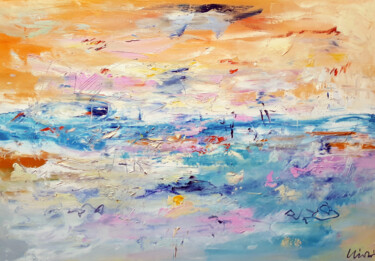 Painting titled "ON THE HIGH SEAS" by Silva Nironi, Original Artwork, Oil Mounted on Wood Stretcher frame