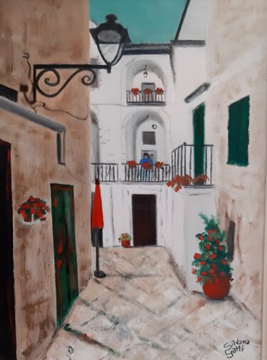 Картина под названием "Vicolo mediterraneo" - Silvana Gatti, Подлинное произведение искусства, Масло Установлен на Деревянна…