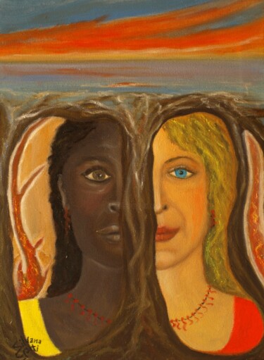 Schilderij getiteld "Donne del Mediterra…" door Silvana Gatti, Origineel Kunstwerk, Olie