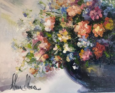 Pittura intitolato "Vaso Floral" da Silvana Oliveira, Opera d'arte originale