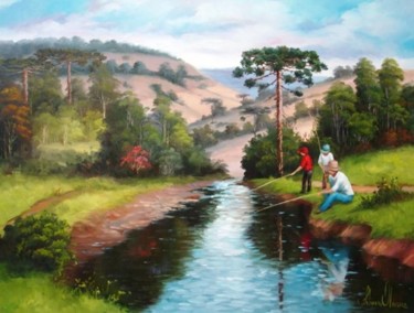 Painting titled "2011 - Pescaria" by Silvana Oliveira, Original Artwork