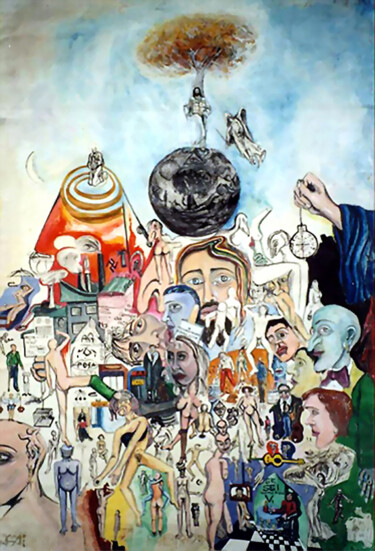 Peinture intitulée "L'ORA GIUSTA" par Silvano Battimiello, Œuvre d'art originale, Encre
