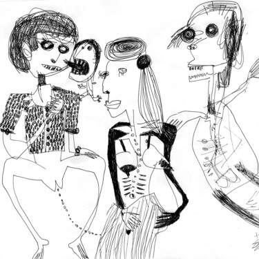 Disegno intitolato "coppia a quattro" da Silvano Bruscella, Opera d'arte originale