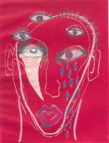Printmaking titled "Melancholia in Red" by Angelo Magno, Original Artwork
