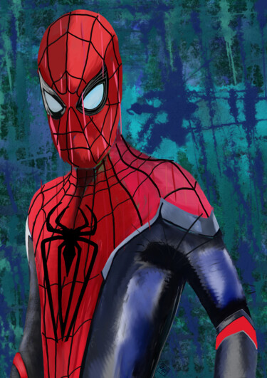 Artes digitais intitulada "omaggio a spiderman" por Silvia Baldi, Obras de arte originais, Pintura digital