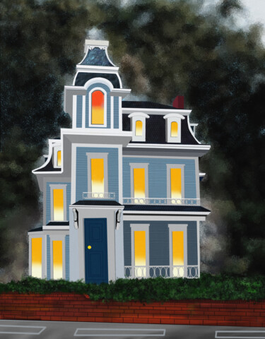 数字艺术 标题为“gothic house” 由Silvia Baldi, 原创艺术品, 数字油画