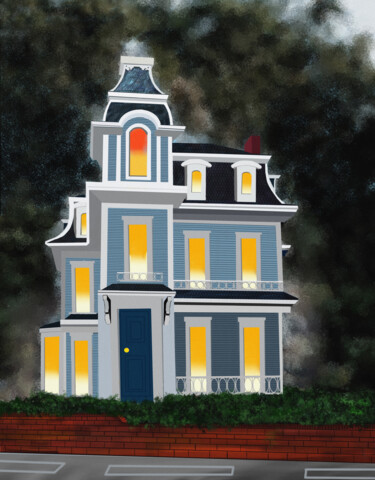 Digitale Kunst mit dem Titel "gothic house" von Silvia Baldi, Original-Kunstwerk, Digitale Malerei