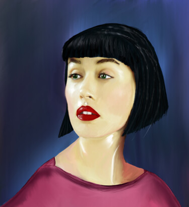 Digital Arts titled "brunette woman" by Silvia Baldi, Original Artwork, Digital Painting