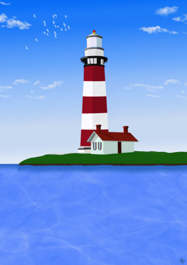 Arte digitale intitolato "lighthouse" da Silvia Baldi, Opera d'arte originale, Pittura digitale