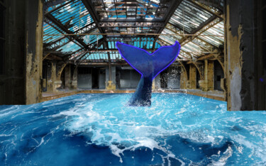 Digitale Kunst mit dem Titel "Blu whale water pool" von Silvia Baldi, Original-Kunstwerk, 2D digitale Arbeit