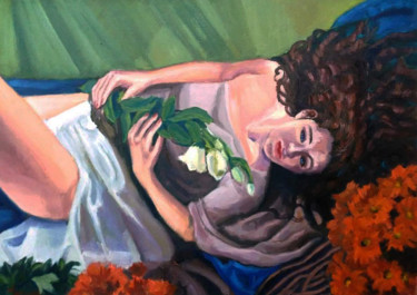 Painting titled "La mirada desnuda" by Silvia Beatriz Marcucci, Original Artwork, Oil