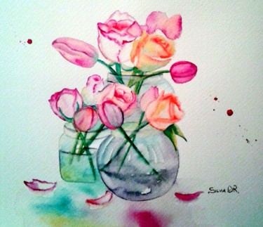 Painting titled "Tulipani" by Silvia D.R., Original Artwork