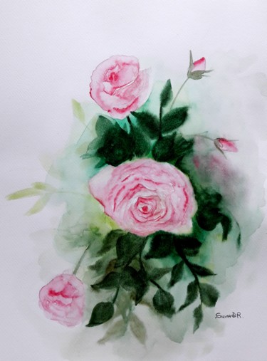 Schilderij getiteld "Rose" door Silvia D.R., Origineel Kunstwerk