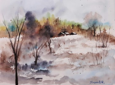 Pittura intitolato "Morning snow" da Silvia D.R., Opera d'arte originale