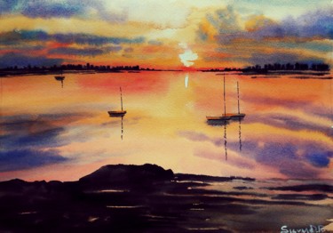 Schilderij getiteld "Sunset" door Silvia D.R., Origineel Kunstwerk