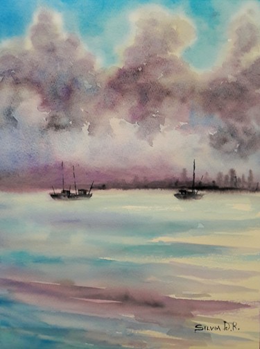 Painting titled "Offshore" by Silvia D.R., Original Artwork