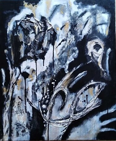 Peinture intitulée "Effondrement lunaire" par Silvia Inés Larrañaga, Œuvre d'art originale, Acrylique Monté sur Châssis en b…