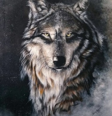 Painting titled "Lobo" by Silvia Kupfer, Original Artwork, Acrylic