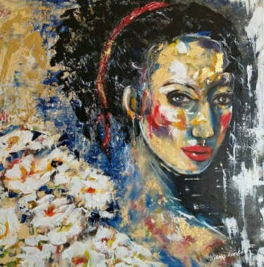 Painting titled "Mulher flor" by Silvia Kupfer, Original Artwork, Acrylic