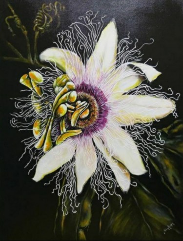 Pintura intitulada "Flor de maracujá" por Silvia Kupfer, Obras de arte originais, Acrílico