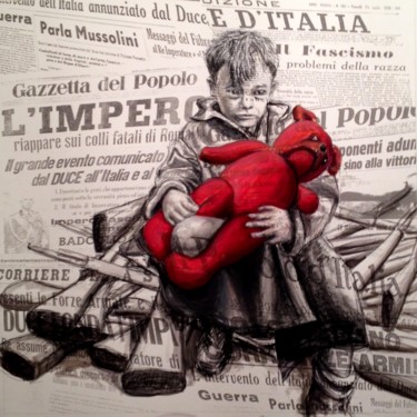 Peinture intitulée "i-bambini-ci-guarda…" par Silvia Rea, Œuvre d'art originale, Graphite Monté sur Carton
