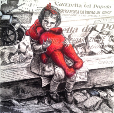 Drawing titled "I bambini ci guarda…" by Silvia Rea, Original Artwork, Acrylic Mounted on Cardboard