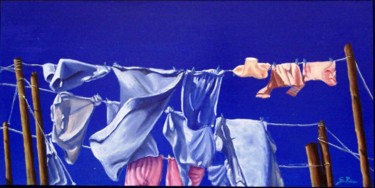 Pittura intitolato "Panni nel blu.jpg" da Silvia Rea, Opera d'arte originale, Altro