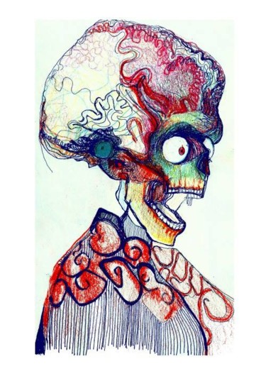 Рисунок под названием "Mars Attacks" - Silvia Ruiz-Poveda, Подлинное произведение искусства, Карандаш