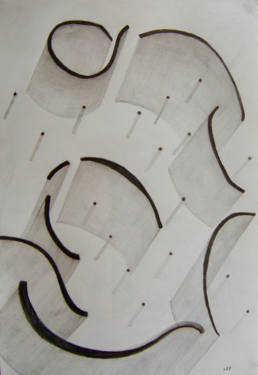 Σχέδιο με τίτλο "Dancing Walls" από Silvia Ruiz-Poveda, Αυθεντικά έργα τέχνης, Μολύβι