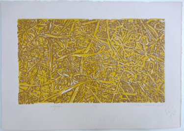 Estampas & grabados titulada "Tréboles" por Silvia Valdano, Obra de arte original, Xilografía