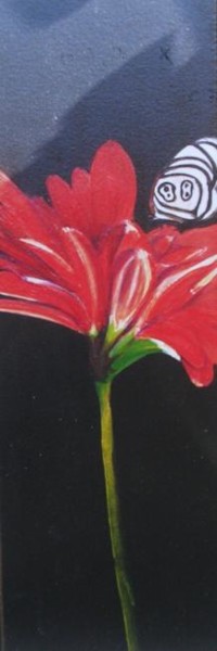 Pintura titulada "Mariposa en flor" por Silvia Vazquez, Obra de arte original, Oleo