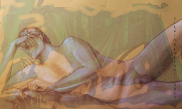 Arts numériques intitulée "nudo sdraiato elabo…" par Silvia Benfenati, Œuvre d'art originale, Peinture numérique