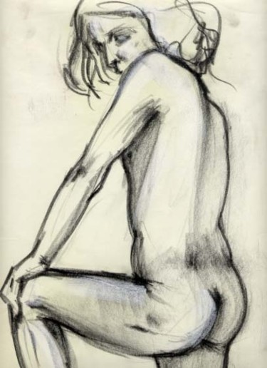 Pittura intitolato "nudo a carboncino" da Silvia Benfenati, Opera d'arte originale, Olio