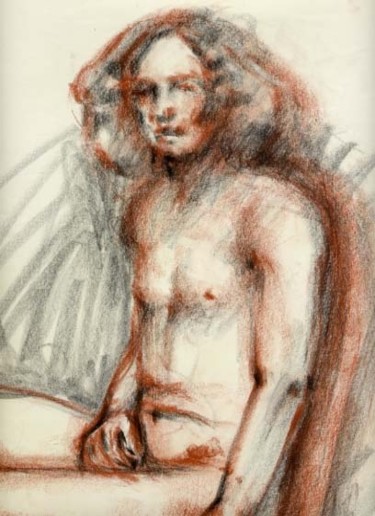 Painting titled "nudo a sanguigna" by Silvia Benfenati, Original Artwork, Oil