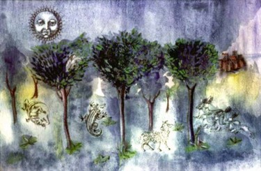 Disegno intitolato "il bosco" da Silvia Benfenati, Opera d'arte originale, Altro