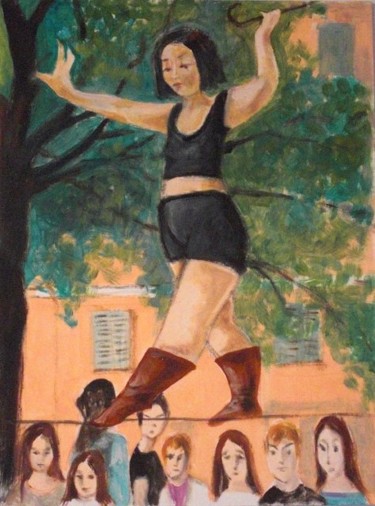 Painting titled "l'equilibrista" by Silvia Benfenati, Original Artwork, Oil