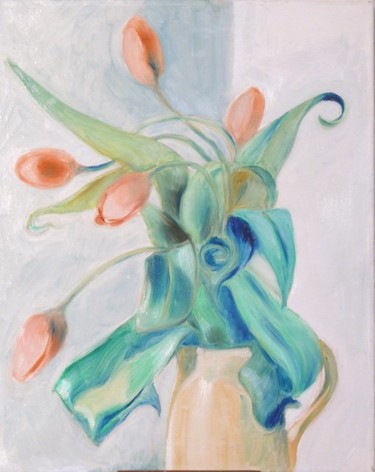 Pittura intitolato "brocca e tulipani" da Silvia Benfenati, Opera d'arte originale