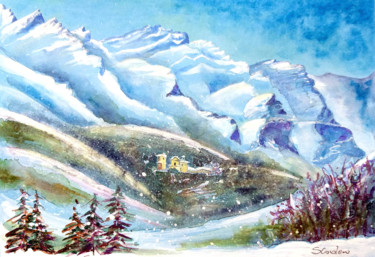 Pittura intitolato "Neve in Leitosa" da Silvia Cordero, Opera d'arte originale, Gouache