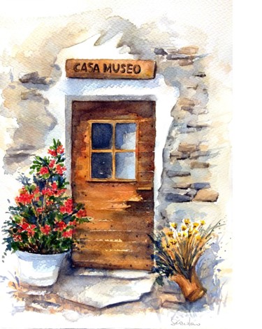 Pintura intitulada "Casa Museo" por Silvia Cordero, Obras de arte originais, Aquarela