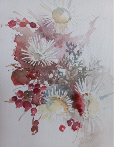Pintura intitulada "Ghirlanda natalizia" por Silvia Cordero, Obras de arte originais, Aquarela