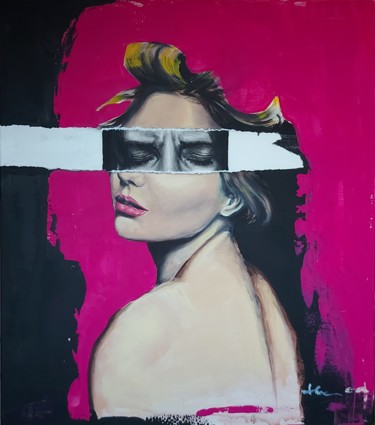 Painting titled "Eyes Never Lie" by Silvia Ene, Original Artwork, Acrylic Mounted on Wood Panel