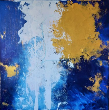 Painting titled "Abstract Gold" by Silvia Ene, Original Artwork, Acrylic Mounted on Wood Panel