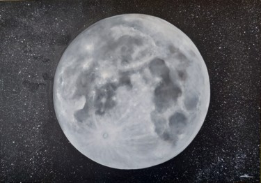 Painting titled "Full Moon" by Silvia Ene, Original Artwork, Acrylic Mounted on Wood Panel
