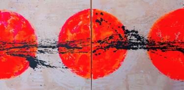 Pittura intitolato "Abstract Orange" da Silvia Ene, Opera d'arte originale, Acrilico Montato su Pannello di legno