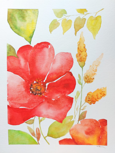Malerei mit dem Titel "Spring Bouquet 6/6" von Silvia Ene, Original-Kunstwerk, Aquarell