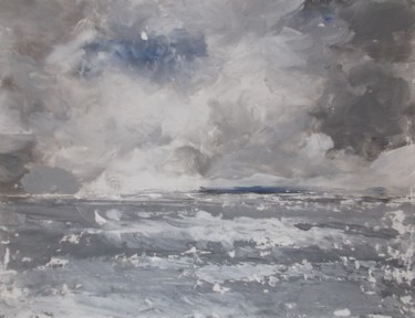 Painting titled "vue sur mer" by Silvia Leveroni Calvi, Original Artwork